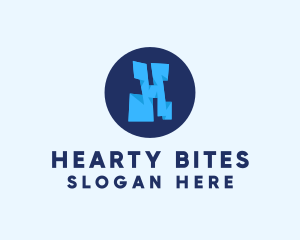 Blue Letter H logo design