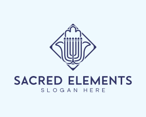 Jewish Hamsa Menorah logo