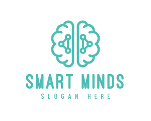 Teal Brain Mind Logic logo design