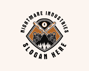 Chainsaw Woodcutting Industrial logo design