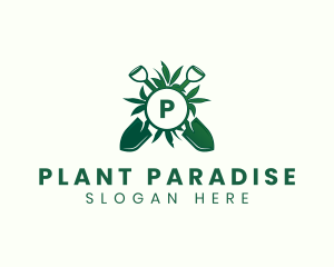 Plant Shovel Gardening Landscaping logo design