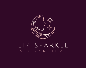 Woman Sparkle Moon logo design