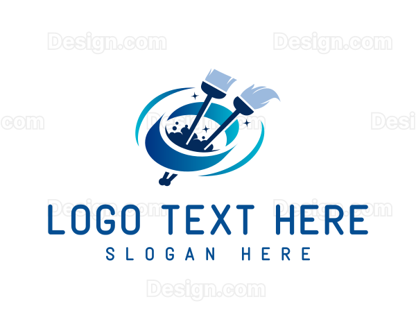 Broom Mop Cleaning Logo