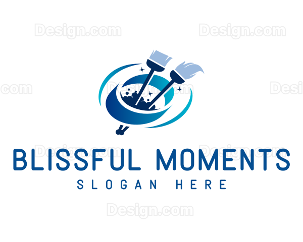 Broom Mop Cleaning Logo