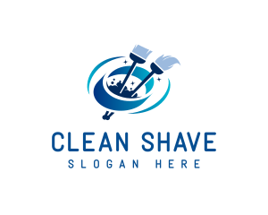 Broom Mop Cleaning logo design