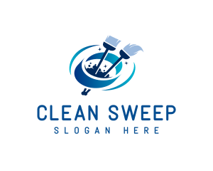 Broom Mop Cleaning logo design