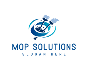 Broom Mop Cleaning logo design