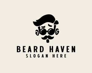 Hipster Beard Mustache logo design