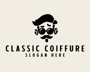 Hipster Beard Mustache logo design