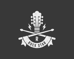 Rock Guitar Headstock  logo design