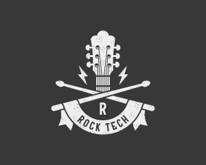 Rock Guitar Headstock  logo design