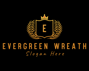 Golden Wreath Crown Shield logo design