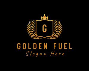 Golden Wreath Crown Shield logo design