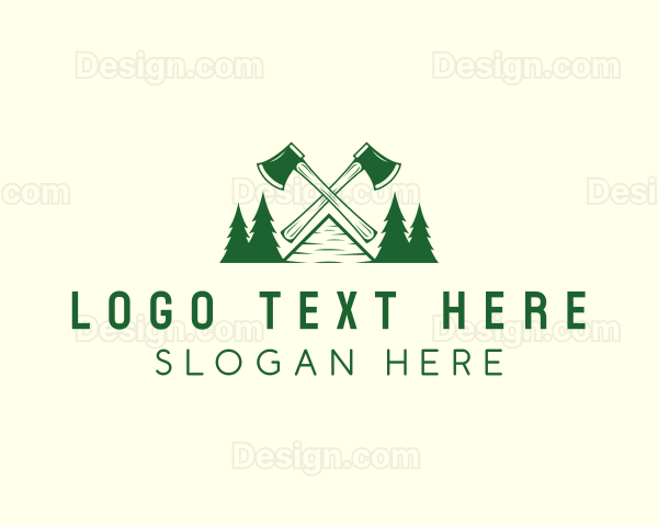 Mountain Axe Lumberjack Logo