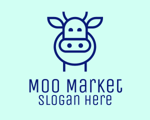 Minimalist Blue Cow logo