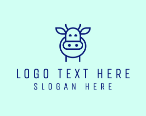 Minimalist Blue Cow logo