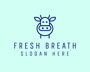 Minimalist Blue Cow logo design