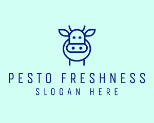 Minimalist Blue Cow logo design