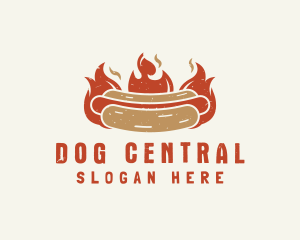 Fire Hot Dog Sandwich Snack logo