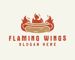 Fire Hot Dog Sandwich Snack logo design