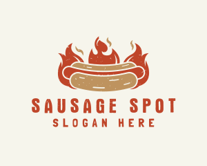 Fire Hot Dog Sandwich Snack logo design