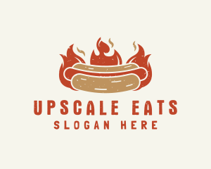 Fire Hot Dog Sandwich Snack logo design