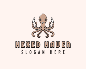 Naughty Octopus Cursing logo design