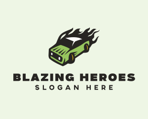 Green Blazing Toy Car logo design