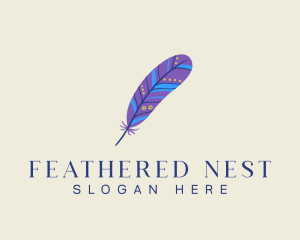 Boho Feather Quill logo design