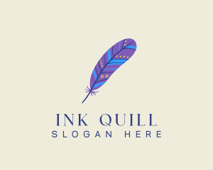 Boho Feather Quill logo design