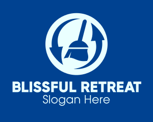 Blue Recycle Cleaning Broom Logo