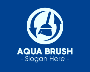 Blue Recycle Cleaning Broom logo design