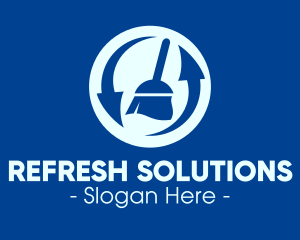 Blue Recycle Cleaning Broom logo design