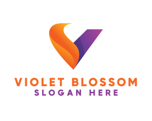 Orange Violet V Swoosh  logo design