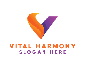 Orange Violet V Swoosh  logo design