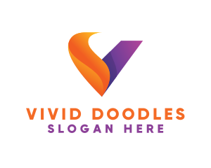 Orange Violet V Swoosh  logo design