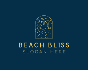 Palm Tree Beach Seaside logo design