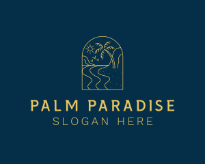 Palm Tree Beach Seaside logo design