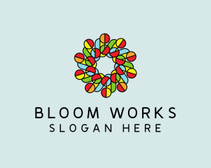 Circle Flower Stained Glass logo design