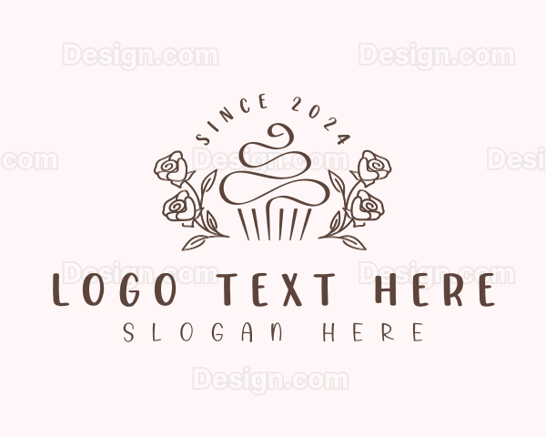 Cupcake Bakery Floral Logo