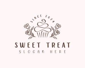 Cupcake Bakery Floral logo design