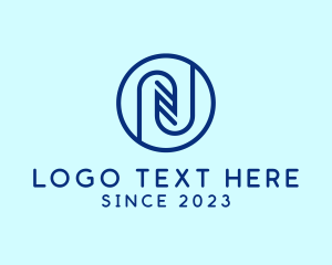 Blue Digital Letter N logo