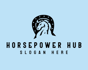 Horse Stallion Horseshoe logo design