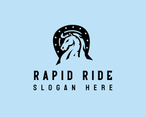 Horse Stallion Horseshoe logo design