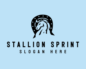 Horse Stallion Horseshoe logo design