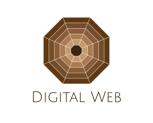 Brown Spider Web Octagon logo design