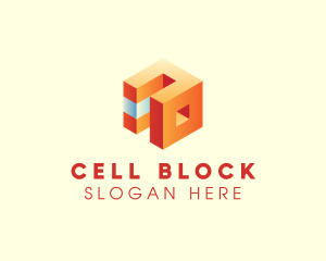 3D Geometric Block Cube logo design