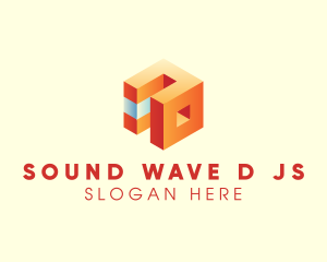 3D Geometric Block Cube logo design