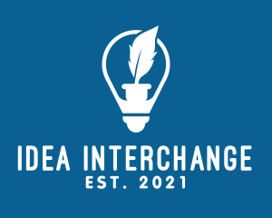 Idea Feather Light Bulb  logo design