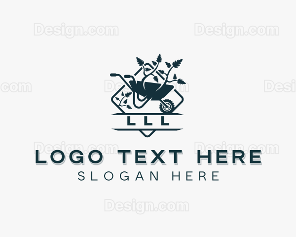 Gardener Wheelbarrow Landscaping Logo